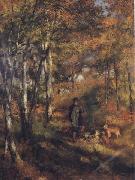 Pierre Renoir The Painter Jules Le Coeur walking his Dogs in the Forest of Fontainebleau china oil painting reproduction